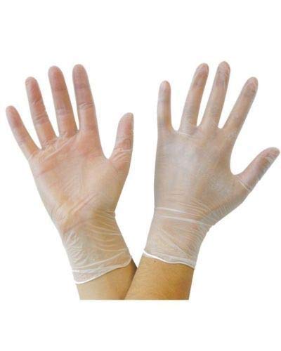 100 Clear Medium Size Disposable Vinyl Gloves Powder-Free Examination-Gloves Latex-Free M (Pack of 100)