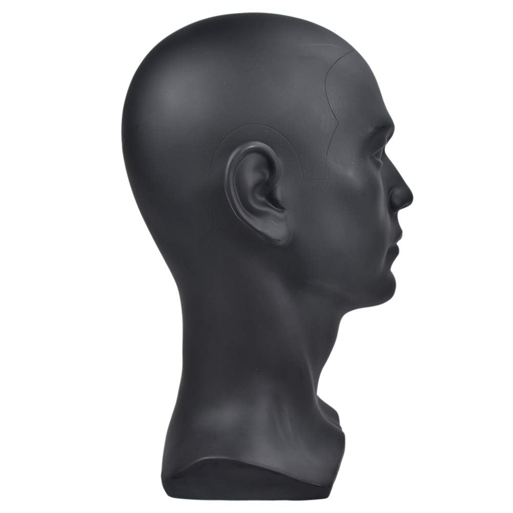 Ba Sha Black Glossy Professional Male Mannequin Head for Display Headset, Headphone, Game Console, Hats, Wigs Jewellery Matte Black