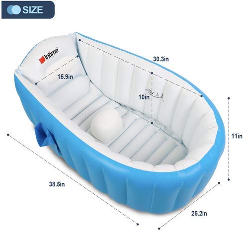 Alytimes Inflatable Baby Bathtub,No Pump Kid Infant Toddler Infant Newborn Inflatable Foldable Shower Pool (Blue) (Blue) Blue