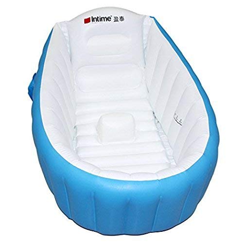 Alytimes Inflatable Baby Bathtub,No Pump Kid Infant Toddler Infant Newborn Inflatable Foldable Shower Pool (Blue) (Blue) Blue