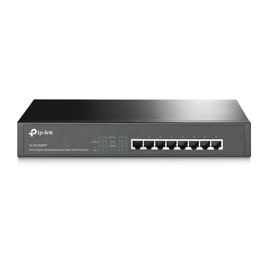 TP-Link PoE Switch 8-Port Gigabit, 8 802.3af/at PoE+ Ports up to 30 W For Each PoE Port and 153 W For All PoE ports, Metal Casing, 13 Inch RackMount/Desktop(TL-SG1008MP) 8-port Gibabit|153W 8xPoE+