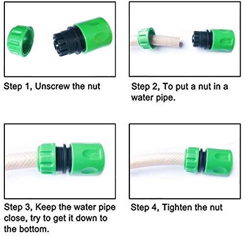 10Pack Garden Pipe Fittings Kit for Outdoor Tap - 2 Double Male & 6 Quick Snap Connectors, 2 Hose Tap Connectors (1/2'' & 3/4'' Size 2-in-1) 10 Pack