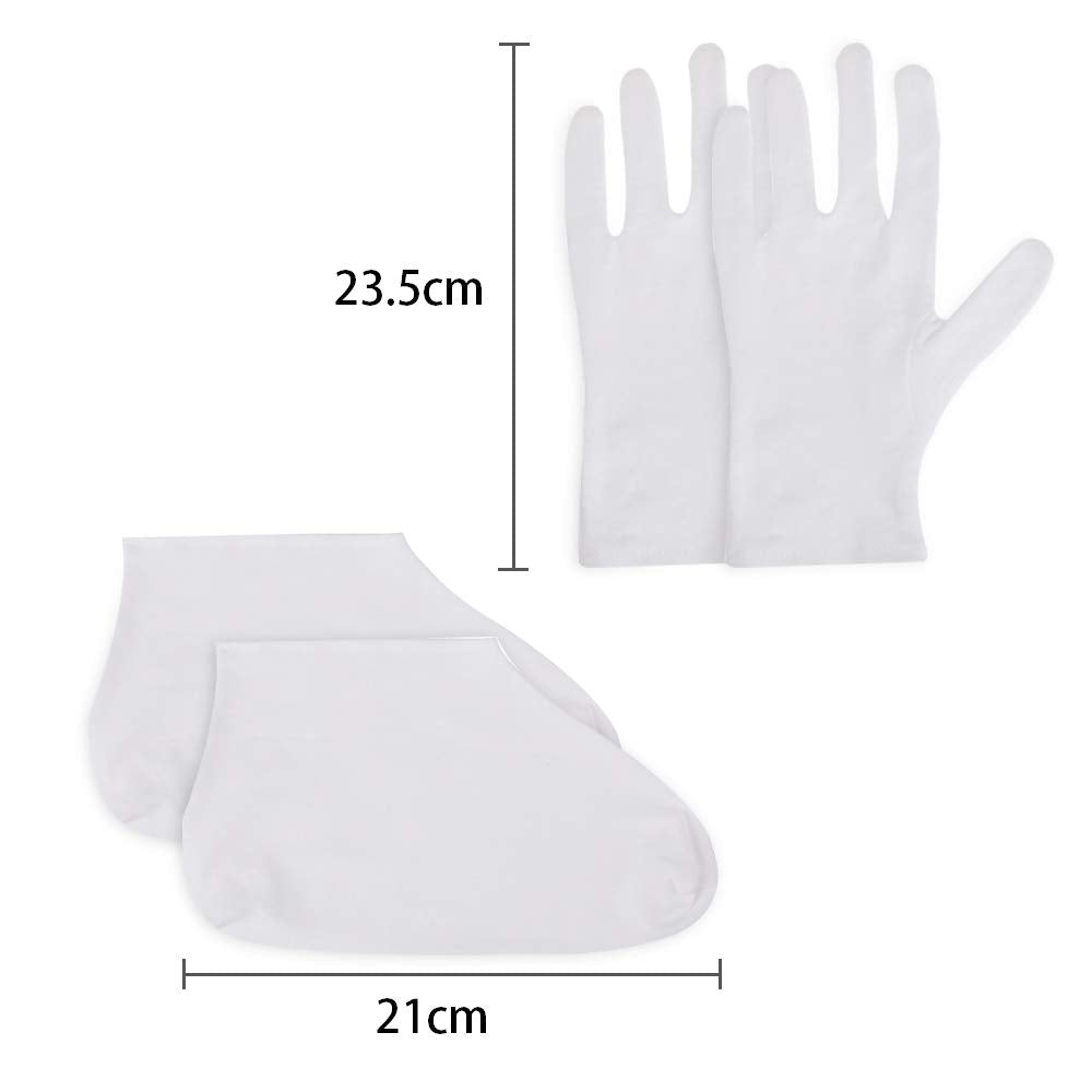 4 Pairs Moisturising Gloves and 4 Pairs Socks Nabance Moisturising Cotton Gloves Moisture Socks White Hand Gloves for Dry Hands Skin Care and Foot Spa(8 pairs/16pcs) 16 Count (Pack of 1)