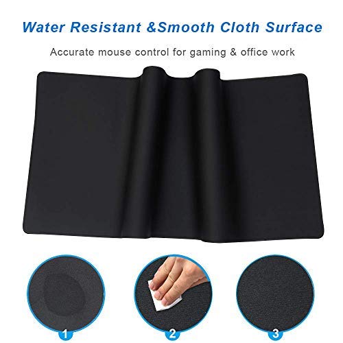 YEBMoo Extended Gaming Mouse Pad Extra Large 600x300x3 mm Water Resistant Mice Mat with Non-Slip Base for PC Computer Laptop (60x30 Black001) 60x30 Black001