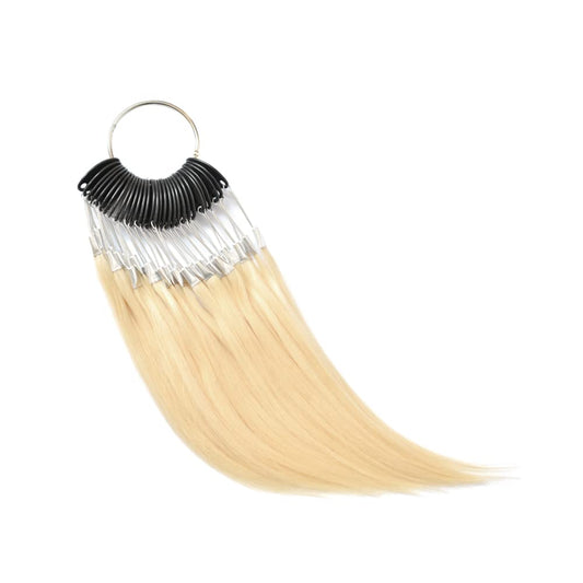 30 strands/set Hair Swatches Hair Colour Samples 100% Human Hair Colour Rings for Hair Extensions Salon Hairdressing (Blonde) Blonde