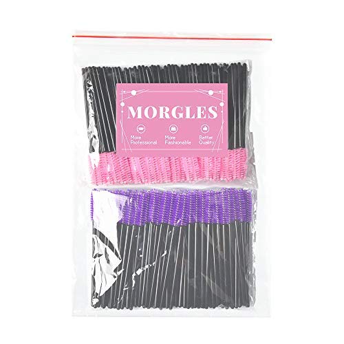 200pcs Mascara Wands, MORGLES Eyelash Spoolies Disposable Lash Brushes Eyebrow Brush Makeup Kit(Pink&Purple) Pink&Purple