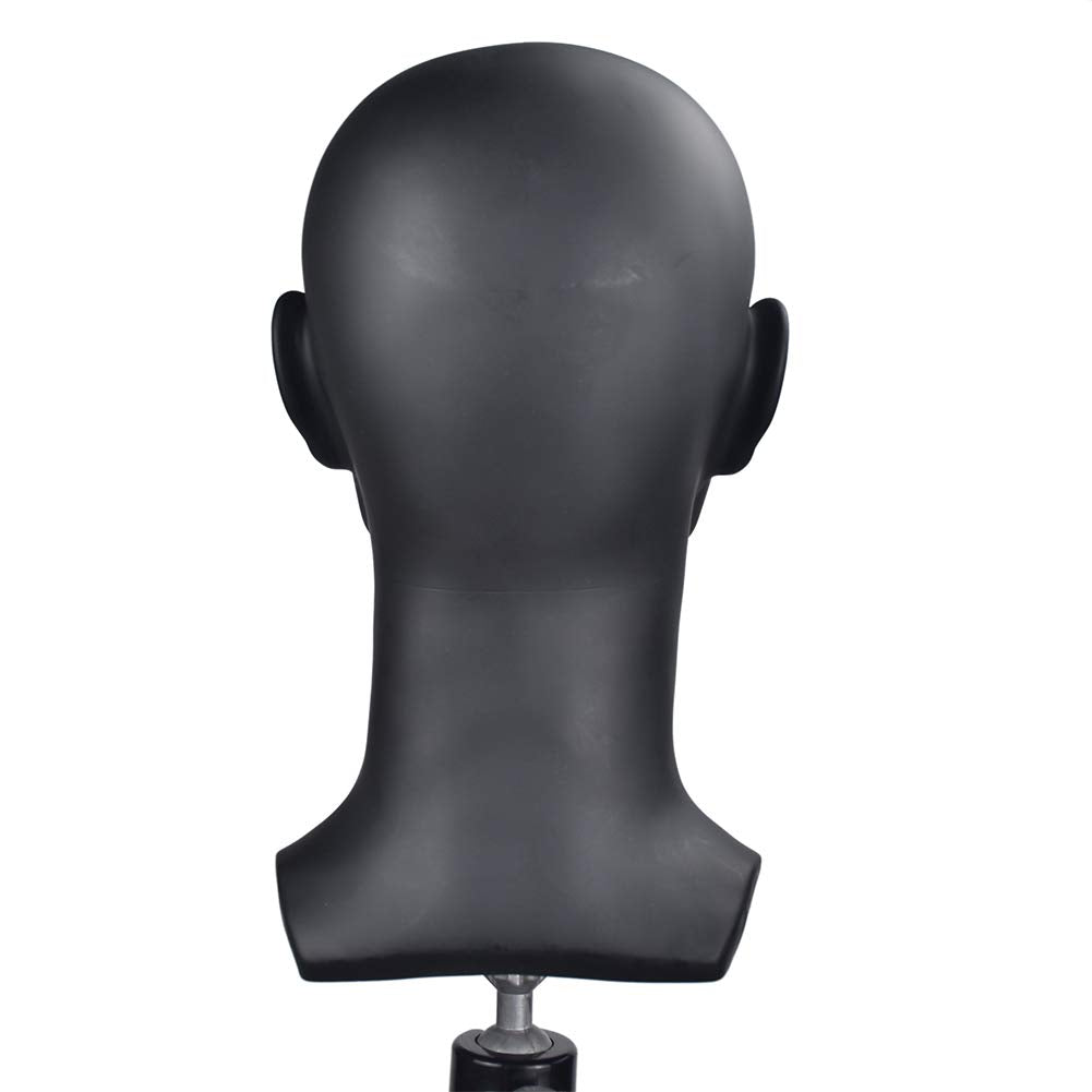 Ba Sha Black Glossy Professional Male Mannequin Head for Display Headset, Headphone, Game Console, Hats, Wigs Jewellery Matte Black