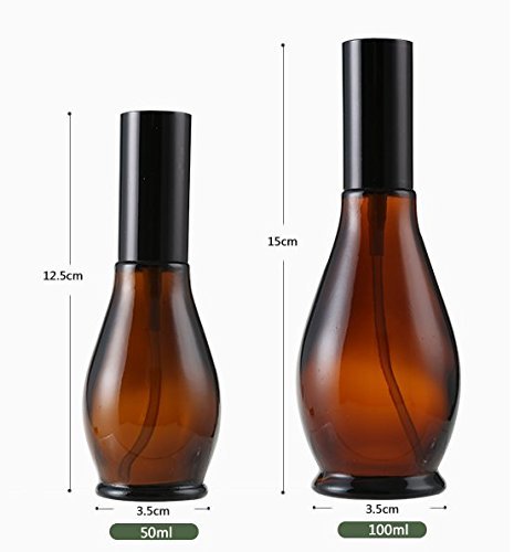 3PCS 100ml/3.34oz Empty Refillable Amber Glass Sprayer Bottles Cosmetic Perfume Storage Spray Containers with with Black Atomiser Sprays and Anti-Dust Cap For Essential Oil/Aromatherapy