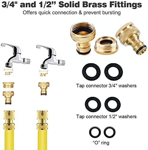 Abimars 8 Pack Brass Garden Hose Tap Connector Kit for Join Garden Hose Pipe Tube, 2 Double Male Connector,4 Hose 1/2"End Quick Connect,2 Hose Tap Connector 8PCS