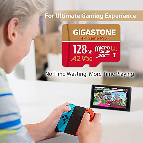 [5-Yrs Free Data Recovery] Gigastone 128GB 5-Pack Micro SD Card, 4K Game Pro, MicroSDXC Memory Card for Nintendo-Switch, GoPro, Action Camera, DJI, UHD Video, R/W up to 100/50MB/s, UHS-I U3 A2 V30 C10