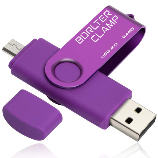 64GB OTG Memory Stick Dual USB Flash Drive, Thumb Drive with Micro USB Drive Port for Android Smartphone Tablet & Computer (Purple) 64GB Purple