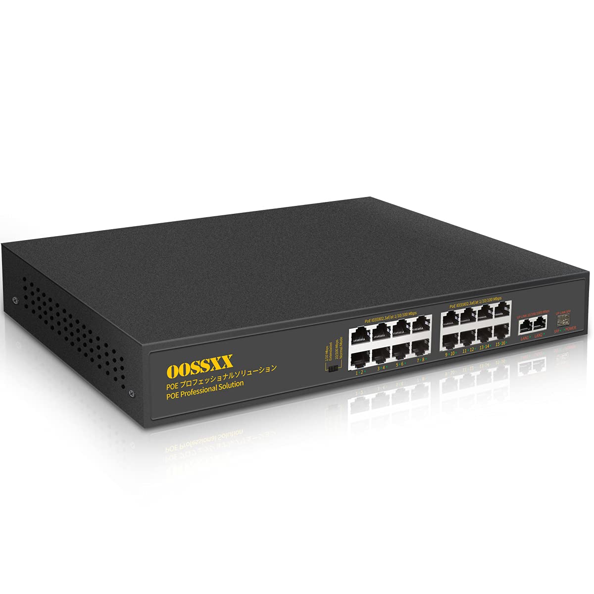 {Gigabit Uplink} 16 Port PoE+100Mbps,2 Gigabit Uplink Ports,1 SFP Port,@300W Unmanaged switch/IEEE802.3af/at/ Plug Play Network Switch Desktop or Rack Mountable 16PoE(G)+2G