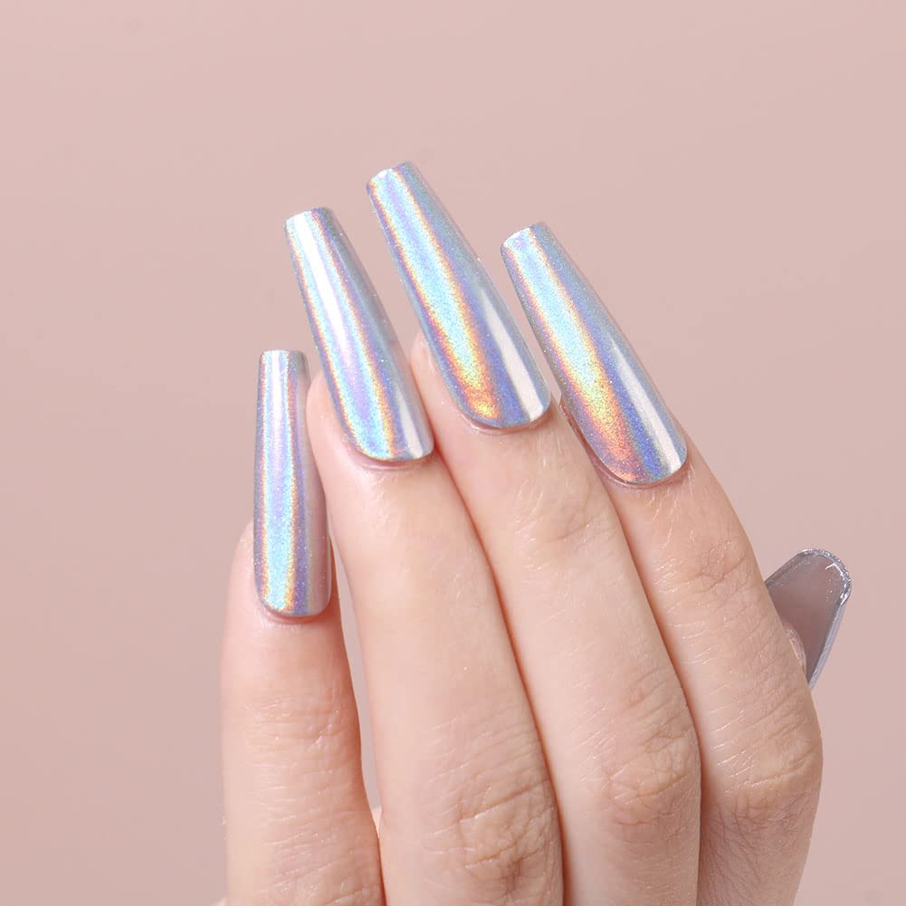 AIMEILI Upgrade Chrome Nail Powder, Nail Art Mirror Powder Set Super Mirror Effect Chrome Nail Glitter Dust Shinning Laser Powder Chameleon Holographic Nail Powder Manicure Kit