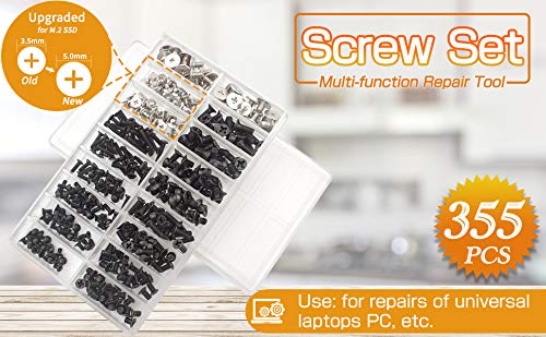 Akuoly Screw Set for Universal Laptops and Hard Disk M.2 SSD, M2 M3 M2.5, 355 pieces