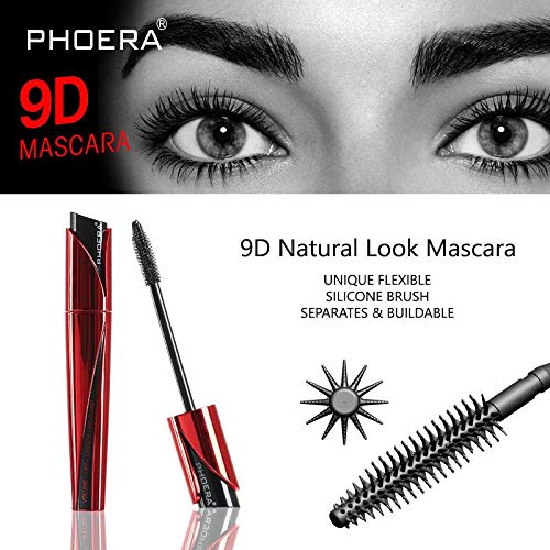 AQUAPURITY - PHOERA Lash Volume Mascara Waterproof, smudge proof Long Lasting Fiber Lash Black Mascara, 9D Curling Eye Makeup Intense Lengthen & Volumize False Eyelashes | Cruelty Free