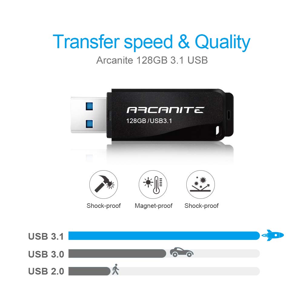 ARCANITE 128GB USB 3.1 Flash Drive, USB Memory Stick, optimal read speeds up to 400 MB/s USB-128GB