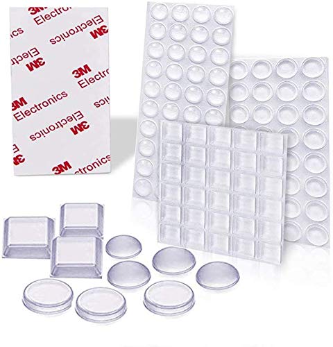 Uni-fine 3 Sizes Clear Rubber Feet, Bumper Pads Adhesive Rubber Feet, Cabinet Door Bumpers - Round, Hemispherical, Square Noise-Dampening Bumpers for Door Drawers Notebook Glass Non Slip (122Pcs) 3 Taille(122 pcs)