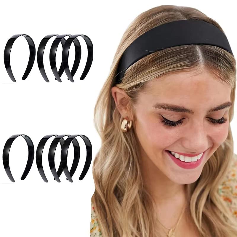 20 Pack 1 Inch Black Plain Craft Plastic Headbands with Teeth Plastic DIY Hair Accessories Headbands Headwear Blak-20-01