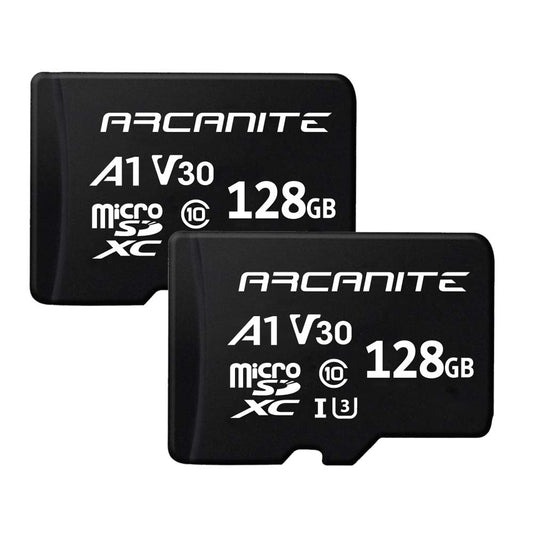 ARCANITE 2-Pack 128GB microSDXC Memory Card - A1, UHS-I U3, V30, 4K, C10, MicroSD, Optimal read speeds up to 90 MB/s - without Adapter