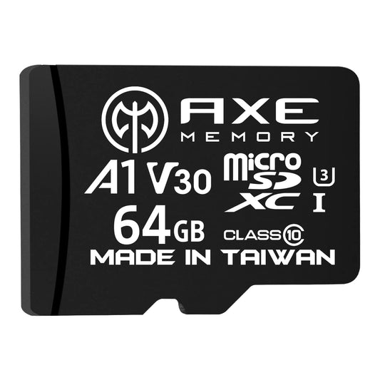 AXE MEMORY 64GB Micro SD Card 4K Ultra HD Video High Speed MicroSDXC Up To 95MB/S A1 V30 UHS-I U3 MicroSD, A1 High Speed, Black 64 GB