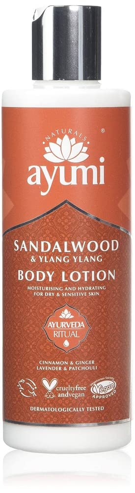 Ayumi Sandalwood & Ylang Ylang Body Lotion. Formulated to hydrate and soften the skin, the blend of essentail oils is soothing and sensuous to the senses. Spa feeling,1 x 250ml