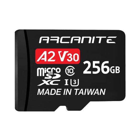 ARCANITE 256GB microSDXC Memory Card with Adapter - A2, UHS-I U3, V30, 4K, C10, Micro SD, Optimal read speeds up to 95 MB/s A2 Premium Speed 256 GB