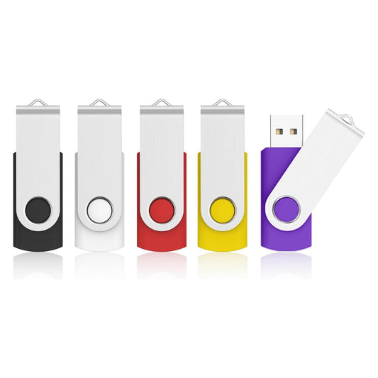 64 GB USB Memory Stick 5-Pack, KOOTION 64 GB USB 2.0 Flash Drive Swivel Memory Stick 64 GB Pen Drive Metal Cap Thumb Drives (5Pack Mix-color: Black, White, Red, Yellow, Purple) 64G 5Pack Mix Color