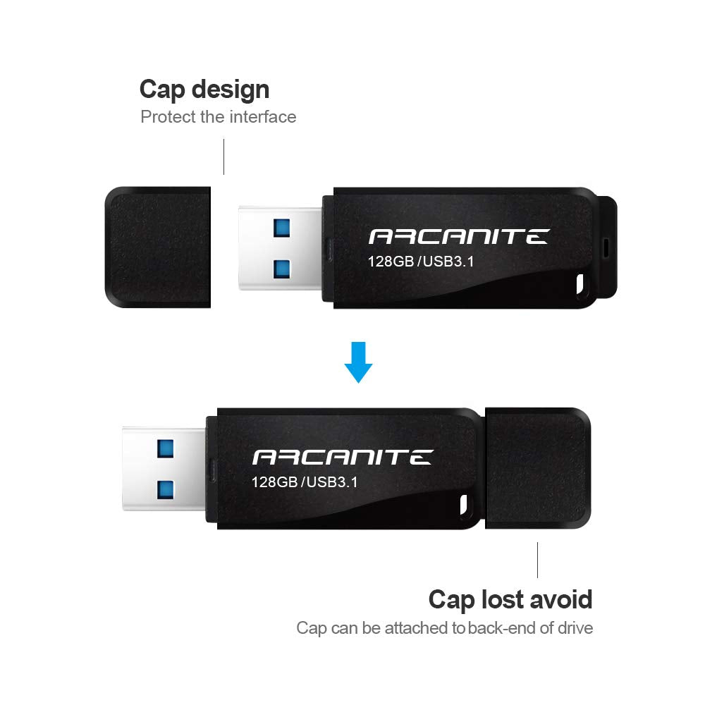 ARCANITE 128GB USB 3.1 Flash Drive, USB Memory Stick, optimal read speeds up to 400 MB/s USB-128GB