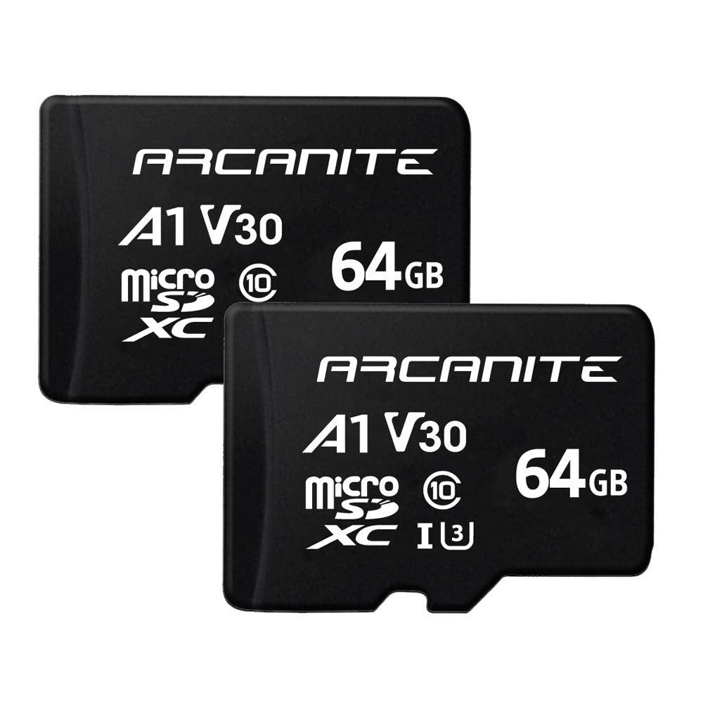 ARCANITE 2-Pack 64GB microSDXC Memory Card - A1, UHS-I U3, V30, 4K, C10, MicroSD, Optimal read speeds up to 90 MB/s