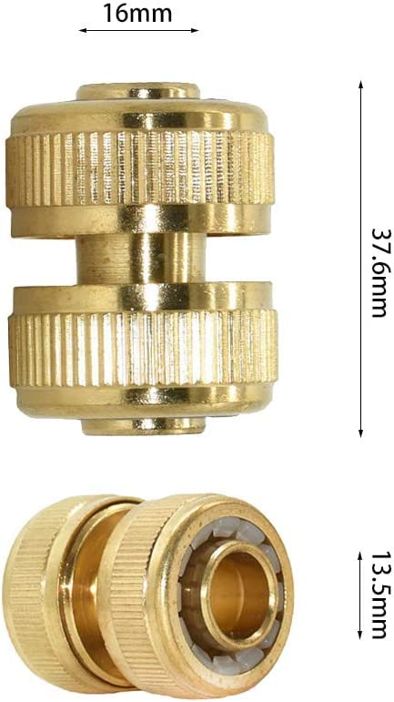 2 pc Brass Hose Repair Connector- Graden Hose Pipe Quick Fix Extend Connector Quick Repair Damaged Leaky Adapter Garden Water Irrigation Connector For 1/2" Hose Pipe 1/2"Repair Connector