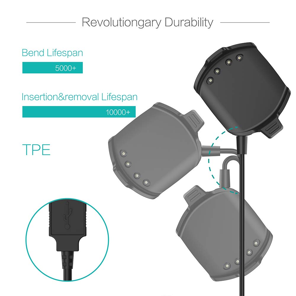 TUSITA Charger for Garmin Approach S2 S4 - USB Charging Cable 3,3ft 100cm - GPS Golf Watch Accessories