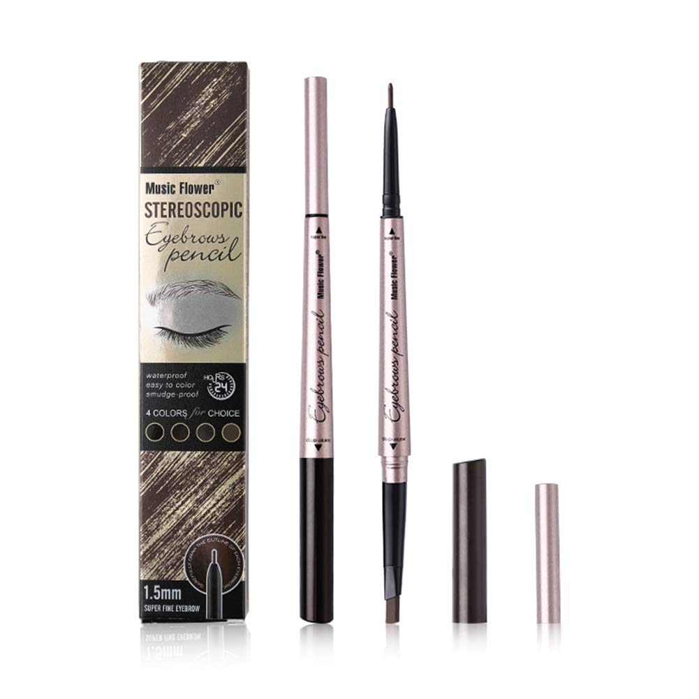 Vtrem Eyebrow Pencil Double headed Waterproof Smudge-Proof Tatoo Brow Pencil Fine Carving Natural Hair-Like Eye Brow Pencil Long Lasting Stay All Day (4# Khaki Coffee) 4# Khaki Coffee