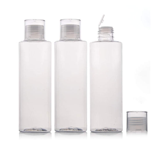 XUMIN 3PCS 250ML 8.8OZ Empty Refillable Clear Plastic Make Up Water Bottle with Double Screw Lid Toner Lotion Dispensing Jas Pot Vial Portable Cosmetic Container Holder for Travel and Daily Life 250 ml