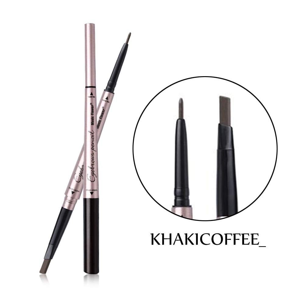 Vtrem Eyebrow Pencil Double headed Waterproof Smudge-Proof Tatoo Brow Pencil Fine Carving Natural Hair-Like Eye Brow Pencil Long Lasting Stay All Day (4# Khaki Coffee) 4# Khaki Coffee