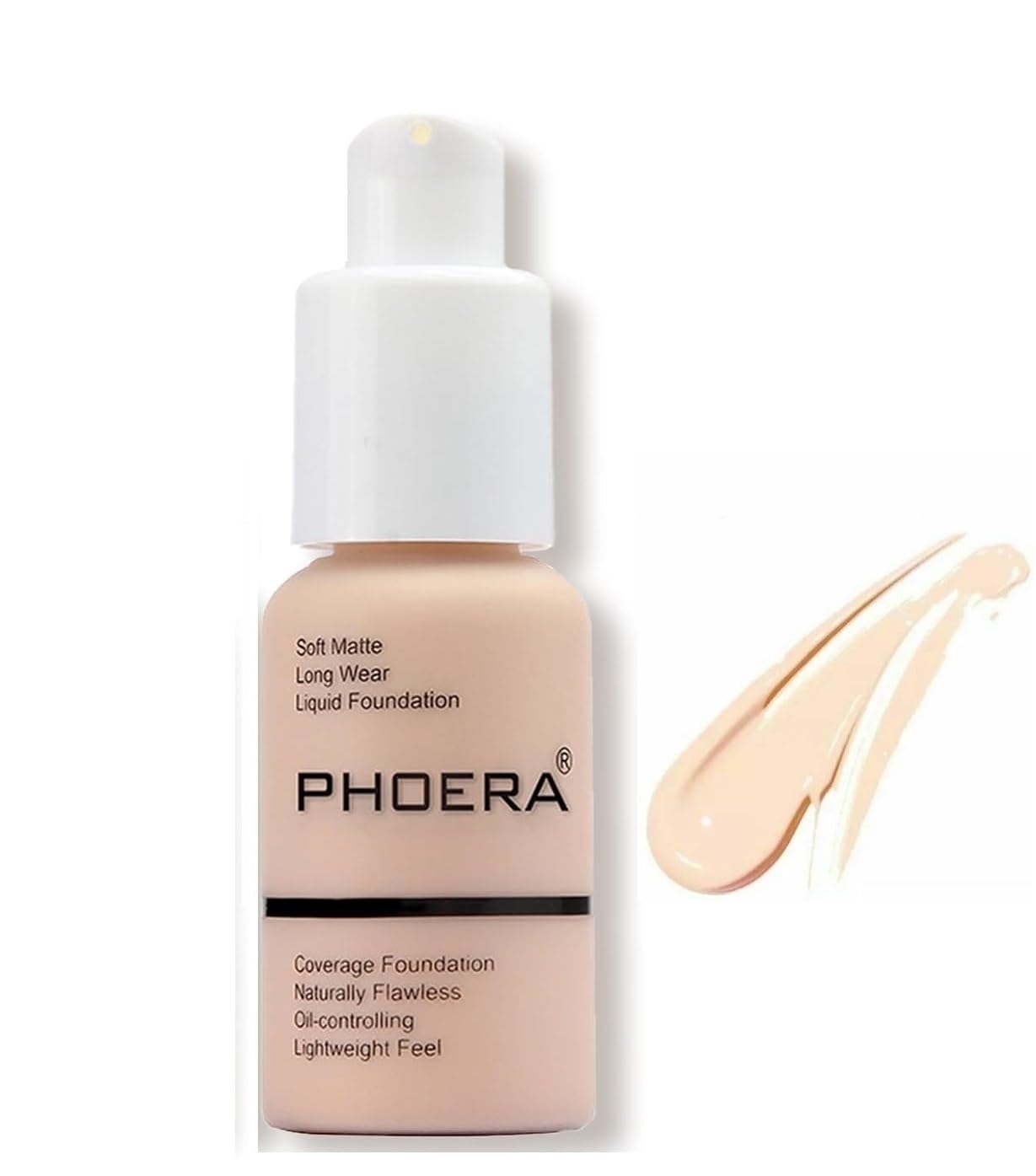 Aquapurity Phoera® Full Coverage Foundation Soft Matte Oil Control Concealer 30ml Flawless Cream Smooth Long Lasting 24HR UK (F101 PORCELAIN) F101 PORCELAIN 30 ml (Pack of 1)