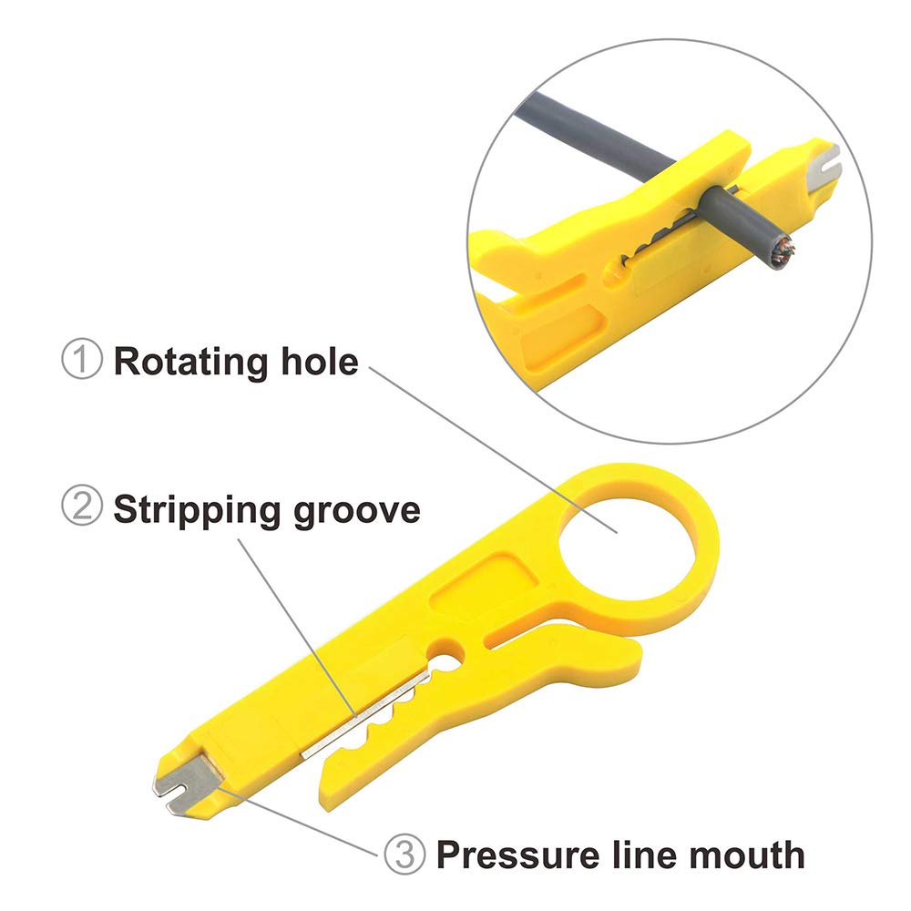 VCE G602 Punch Down Tool, Ethernet Krone Tool for RJ45 Socket Cat5/Cat6/Ca7 & Telephone Cable, Impact IDC Data Punchdown Tool with Wire Stripper Combo