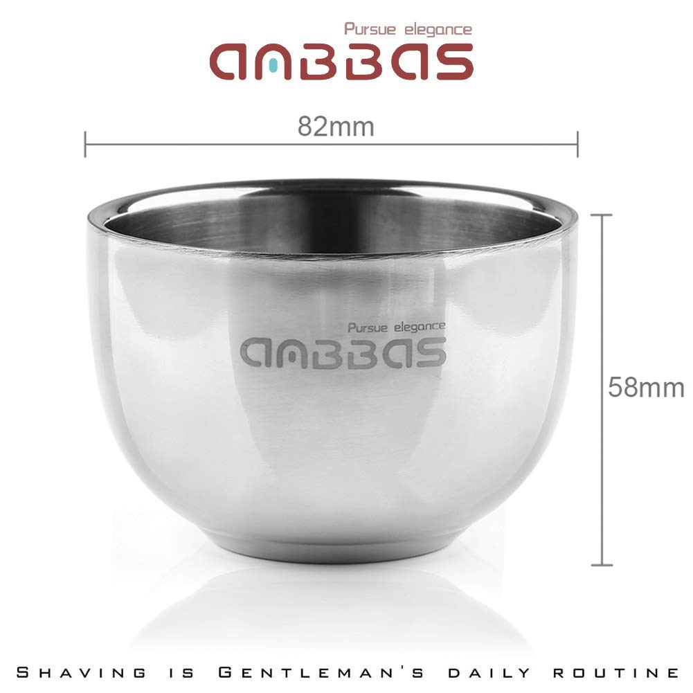 Anbbas Synthetic Badger Hair Shaving Brush and Stand Holder Stainless Steel Shave Bowl Mug Brush-bowl-stand