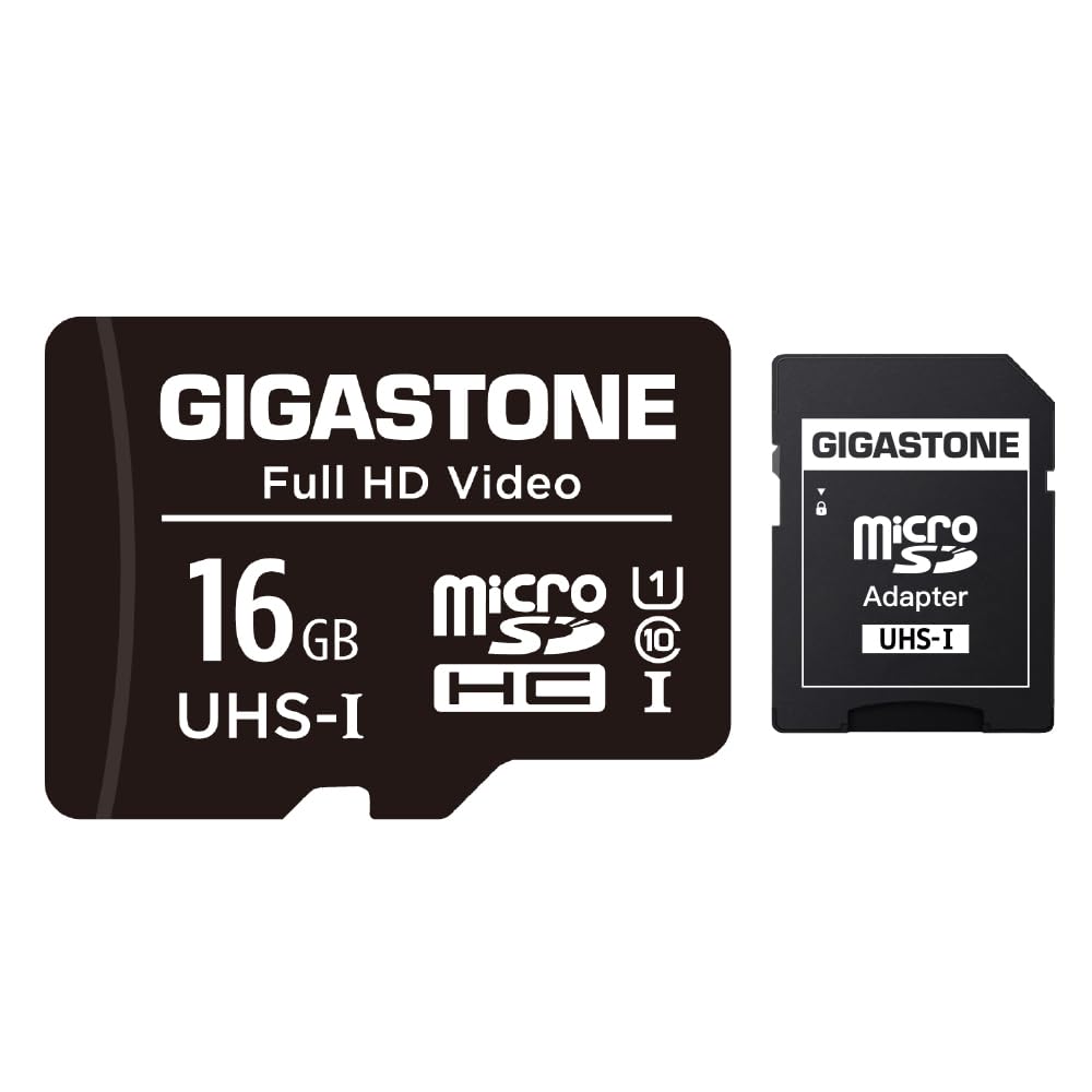 [Gigastone] 16GB Micro SD Card, Full HD Video, Surveillance Security Cam Action Camera Drone, 85MB/s Micro SDHC UHS-I U1 C10 Class 10, with Adapter 16 GB C10 1PK