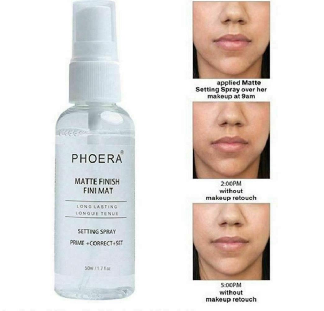 AQUAPURITY Phoera Makeup Setting Spray Matte Finish, Makeup Sealer Spray Long Lasting16Hr Wear Face Make Up Foundation 3 In 1 Fixer, Primer & Corrector Light Weight Beauty Blender (SETTING SPRAY 50ML)