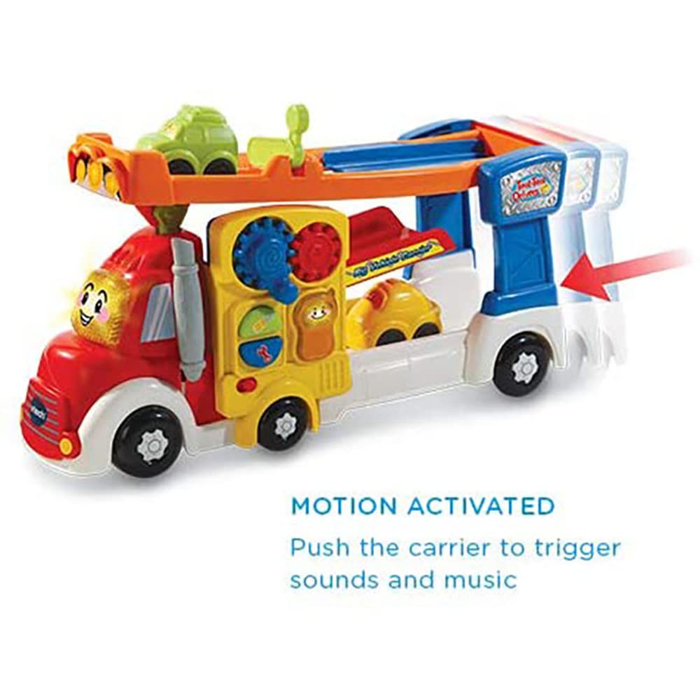 VTech Toot-Toot Drivers Big Vehicle Carrier, Baby Interactive Toys for Toddlers, 2-in-1 Car Carrier with Two Mini Vehicles, Cars with Sounds and Music, for Kids Aged 1 to 5 Years, English Version