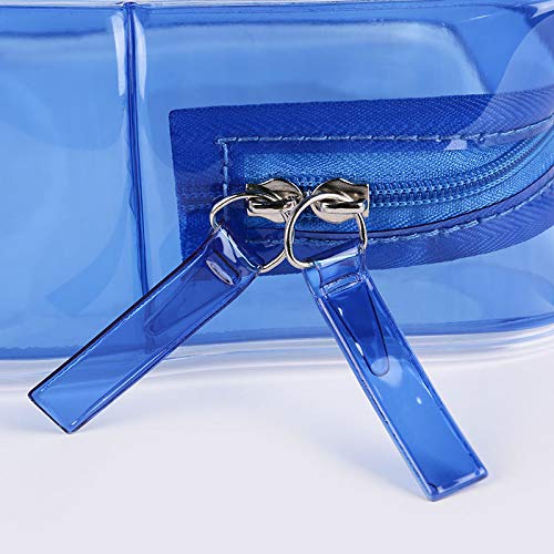 Travel Toiletry Pouch Toiletry Organizer Case Clear Plastic Blue 3 Pieces （Different Sizes）Toiletry Carry Pouch for Women Men Kids Waterproof Shower