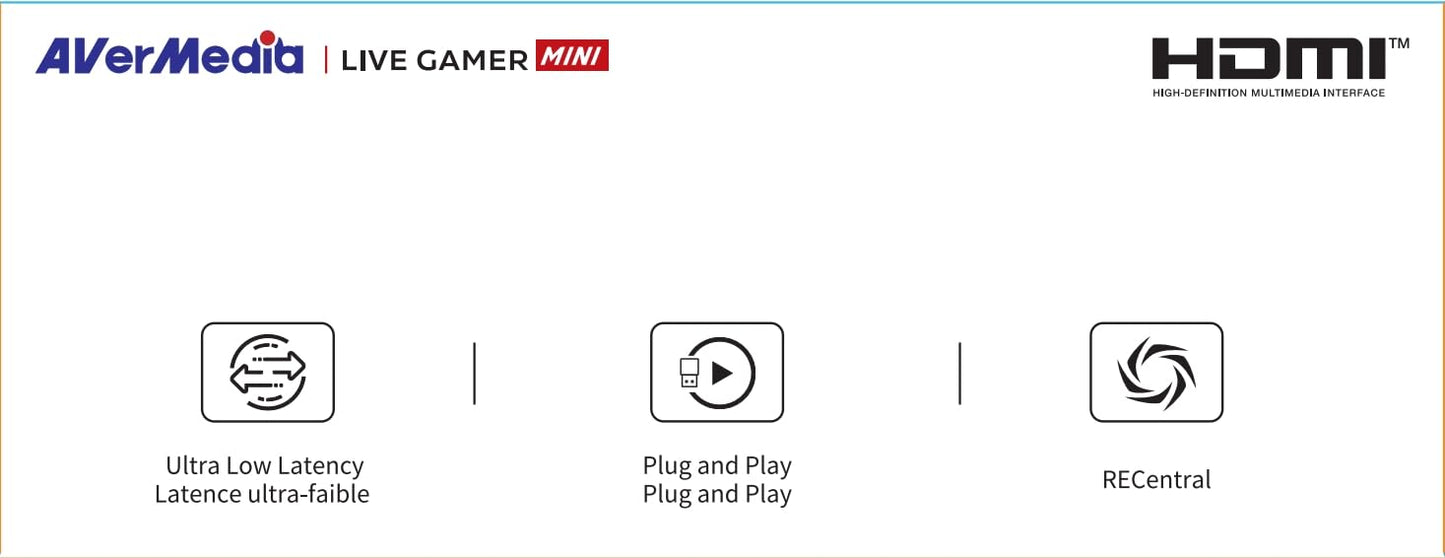 AVerMedia Live Gamer MINI GC311, 1080p60 Full HD Pass-Through, USB 2.0 Game Capture Card, Hardware Encoder, Plug & Play, For Beginners, Switch, PS4, Xbox, iPhone, iPad
