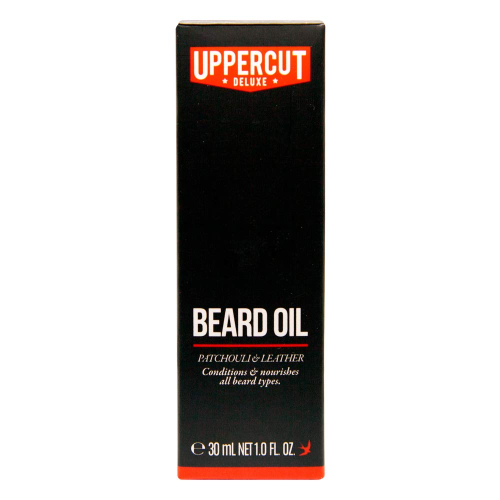 Uppercut Deluxe Beard Oil, Lightweight Beard Conditioner with Essential Oils to Nourish the Beard, Smooth Application and Light Finish, Patchouli and Leather Scent 30ml