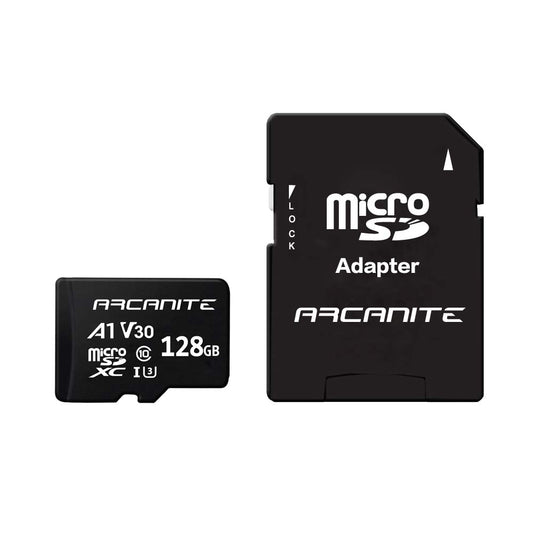 ARCANITE 128GB microSDXC Memory Card with SD adapter - A1, UHS-I U3, V30, 4K, C10, microSD, 90MB/s maximum read speed A1 High Speed 128 GB