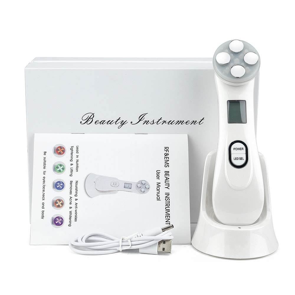 5 in 1 Radio Frequency Skin Tightening Machine, RF Ion Mesotherapy Face Massager, LED Photon Skin Rejuvenation Remover Wrinkle Care Device