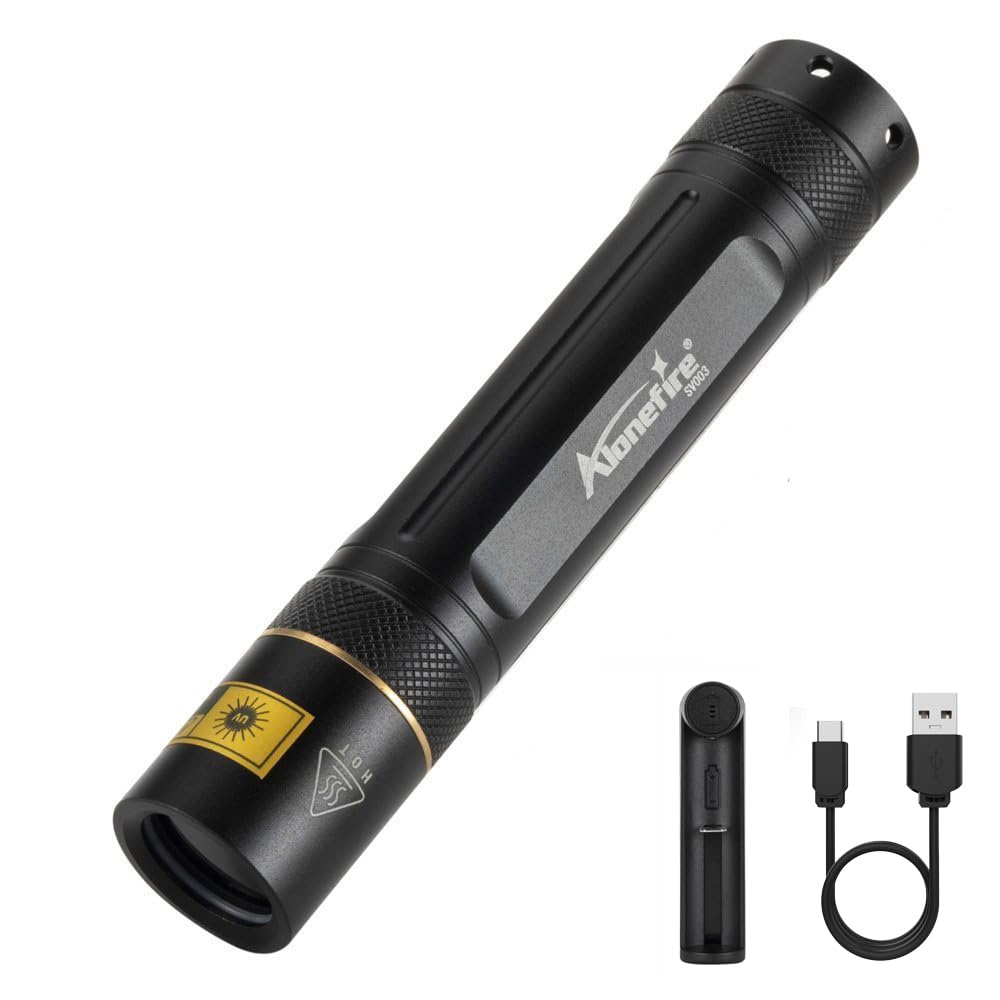 Alonefire SV003 Powerful 10W 365nm UV Torch Ultra Violet Light Professional Rechargeable Blacklight for Resin Curing, Minerals, Fishing, Urine Detector with Aluminum Case, Charger, Lithium Battery