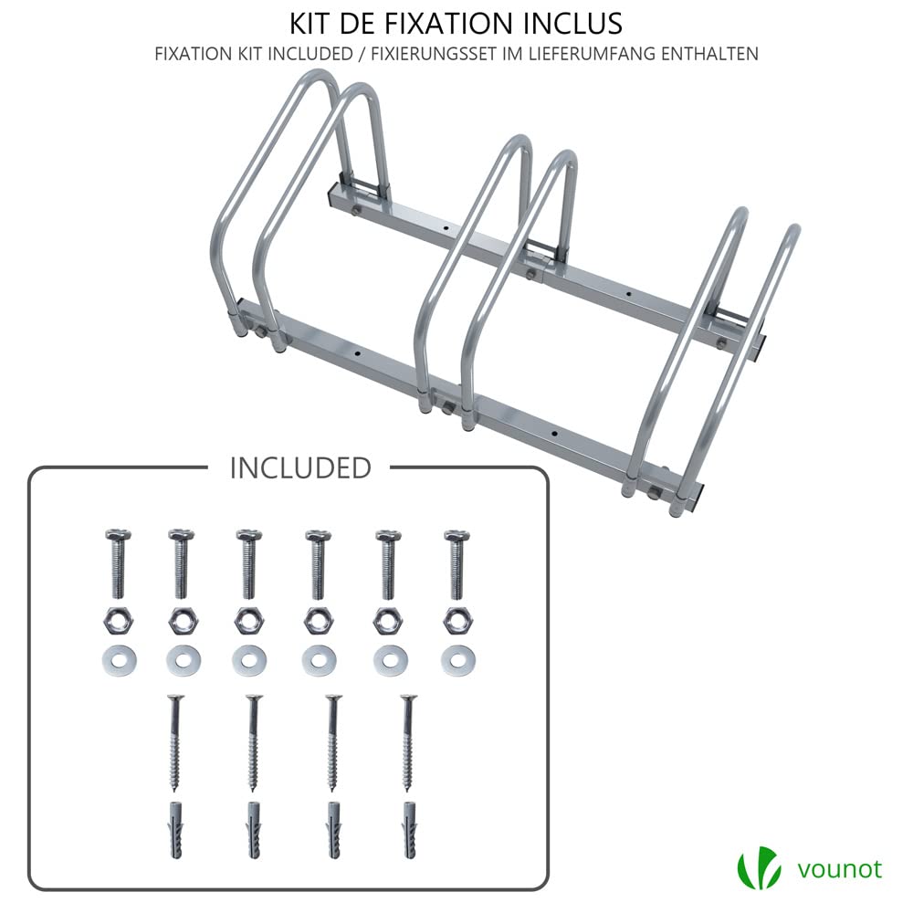 VOUNOT 3 Bike Stand Floor or Wall mounted bike rack for garage Bicycle Parking rack Cycle Storage Locking Stand 3 racks