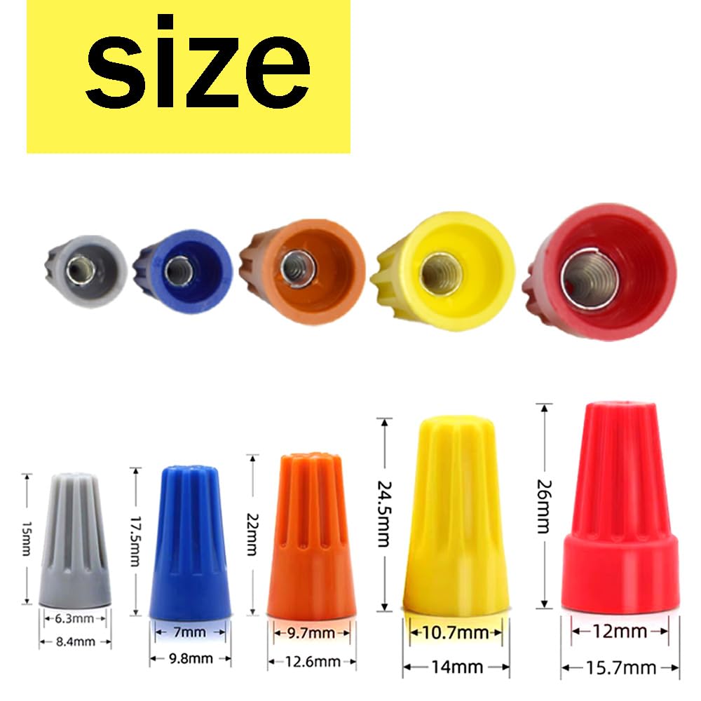 Yosawo 200-pieces Electrical Wire Connection Screw Twist Connector Cap and Closed End Cap , Spring Insert Twist Nuts Caps Connection Assortment Set (LXM)