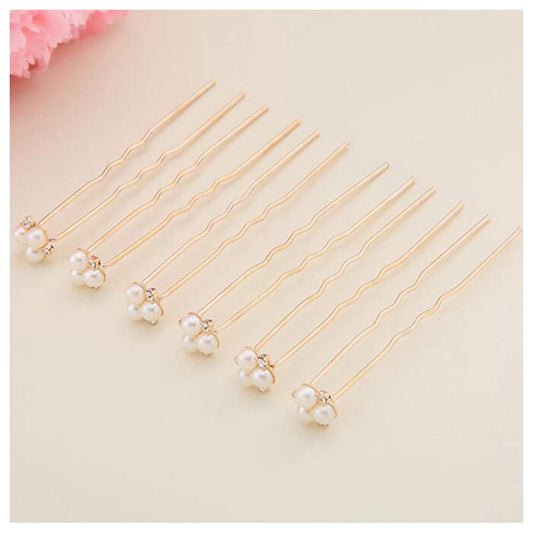 Anglacesmade Bridal Hair Pins Crystal Hair Pin Pearl Bobby Pins Wedding Headpiece Bridesmaid Flower Girl Hair Accessories for Women and Girls(Gold) Gold