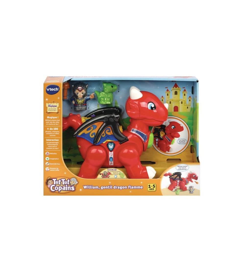 VTech 519605 Tut Tut Copains William Gentil Dragon Flame Interactive Red Dragon + Knight